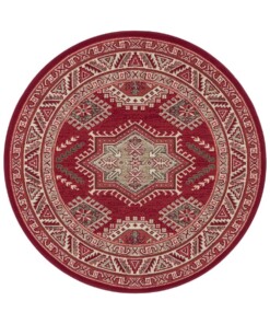 Klassiek vloerkleed rond Saricha Belutsch - rood - overzicht boven, thumbnail Klassiek vloerkleed rond Saricha Belutsch - rood - overzicht boven, thumbnail