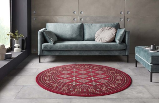 Klassiek vloerkleed rond Sao Buchara -rood - sfeer