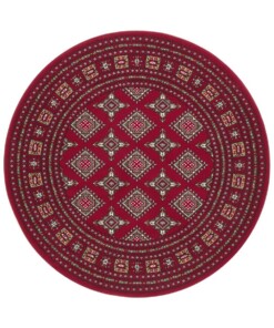 Klassiek vloerkleed rond Sao Buchara -rood - overzicht boven, thumbnail