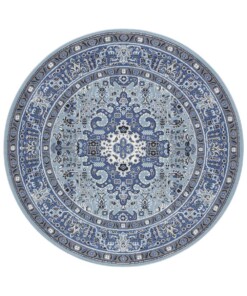 Klassiek vloerkleed rond Medaillion - blauw - overzicht boven