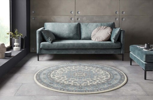 Perzisch tapijt rond Parun Täbriz- crème/blauw - sfeer