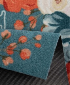 Deurmat Flower Home 30°C - petrol - close up, thumbnail Deurmat Flower Home 30°C - petrol - close up, thumbnail