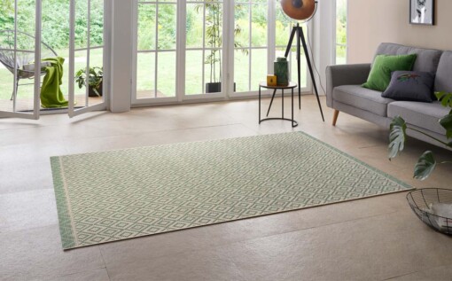 Binnen & buiten vloerkleed Capri - groen/crème - sfeer
