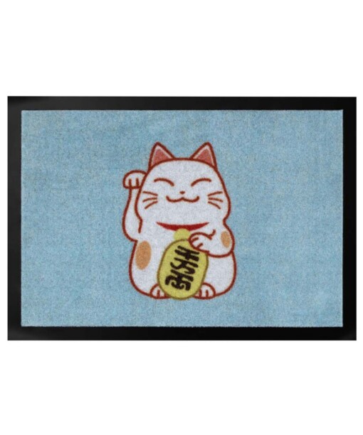 Deurmat Lucky Cat Wasbaar 30°C - lichtblauw - overzicht boven