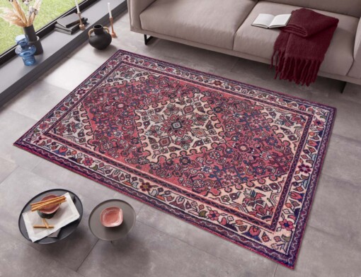 Oosters vloerkleed Muran Heriz - crème/rood - sfeer
