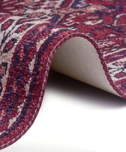 Oosters vloerkleed Azad Täbriz - rood - close up rol, thumbnail