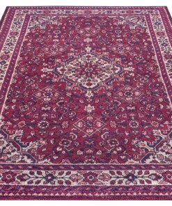 Oosters vloerkleed Azad Täbriz - rood - overzicht schuin, thumbnail