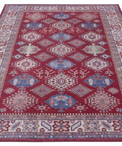 Oosters vloerkleed Bedri Kazak - rood/multi - overzicht schuin, thumbnail Oosters vloerkleed Bedri Kazak - rood/multi - overzicht schuin, thumbnail