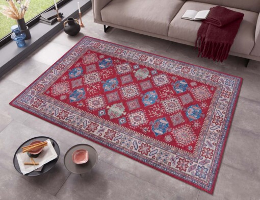 Oosters vloerkleed Bedri Kazak - rood/multi - sfeer