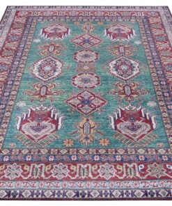 Oosters vloerkleed Aren Kazak - groen/rood - overzicht schuin, thumbnail