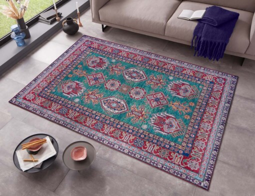 Oosters vloerkleed Aren Kazak - groen/rood - sfeer