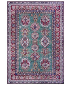 Oosters vloerkleed Aren Kazak - groen/rood - overzicht boven, thumbnail