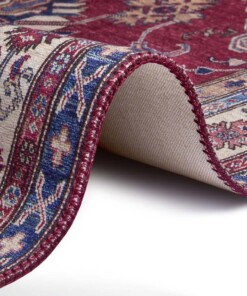 Oosters vloerkleed Maschad Orkun - rood/multi - close up rol, thumbnail