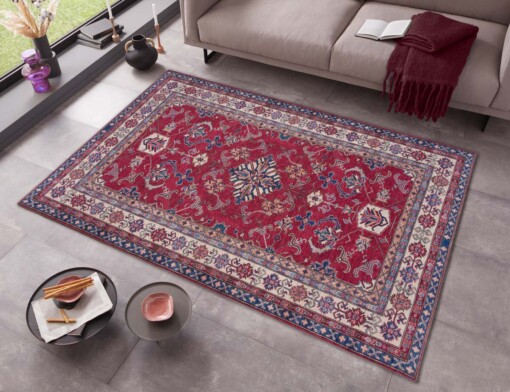 Oosters vloerkleed Maschad Orkun - rood/multi - sfeer