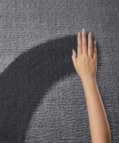 Zacht rond vloerkleed Loft - antraciet - wasbaar 30°C - close up materiaal, thumbnail