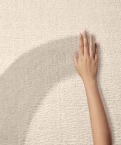 Zacht rond vloerkleed Loft - crème - wasbaar 30°C - close up materiaal, thumbnail