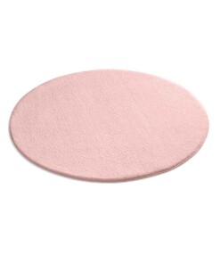 Zacht rond vloerkleed Loft - roze - wasbaar 30°C - overzicht schuin