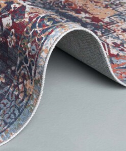 Kelim vloerkleed - Nostalgia No.6 - blauw - close up rol, thumbnail