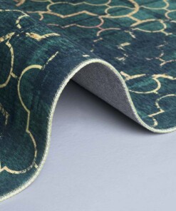 Vloerkleed - Nostalgia No.8 - jade/goud - close up, thumbnail