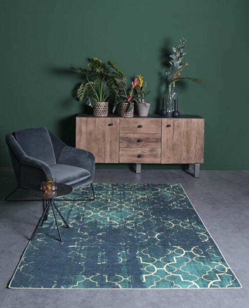 Vloerkleed - Nostalgia No.8 - jade/goud - sfeer