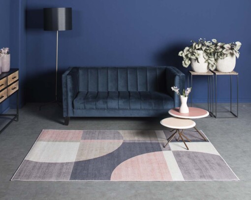 Vloerkleed - Geo No.3 - roze/goud - sfeer