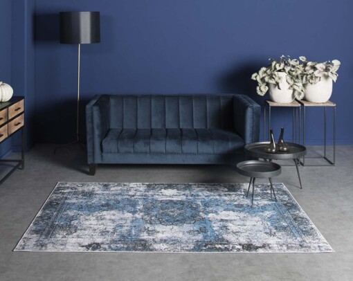 Vintage vloerkleed - Nostalgia No.1 - blauw - sfeer