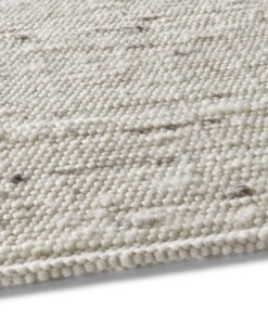 Wollen vloerkleed vierkant handweef Oslo - crème/grijs - close up zijkant, thumbnail Wollen vloerkleed vierkant handweef Oslo - crème/grijs - close up zijkant, thumbnail