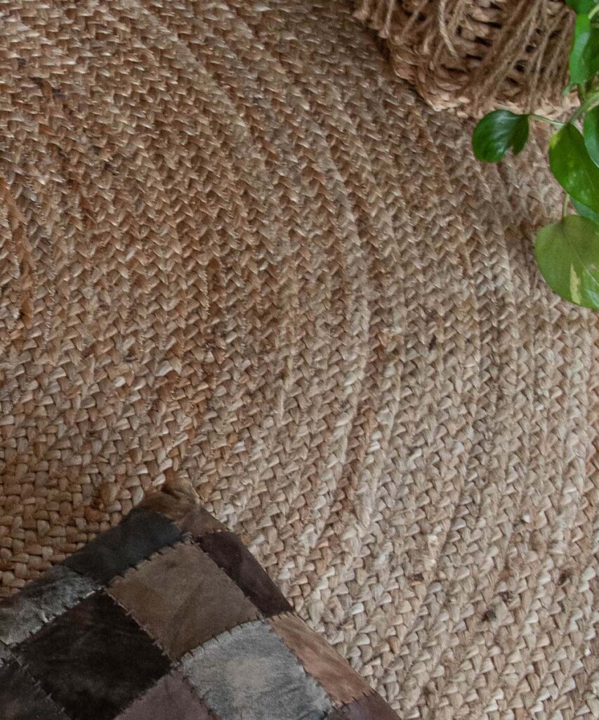 Blauwe kleur jute rond gebied tapijt voor woonkamer (60 x 60