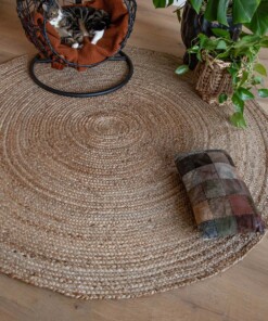 Jute vloerkleed rond - Boho & me - naturel - sfeer