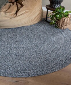 Rond vloerkleed katoen - Joy blauw - sfeer, thumbnail