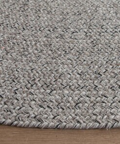 Rond vloerkleed katoen - Joy beige/wit - close up zijkant