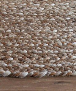 Jute vloerkleed rond - Braided - naturel - close up zijkant
