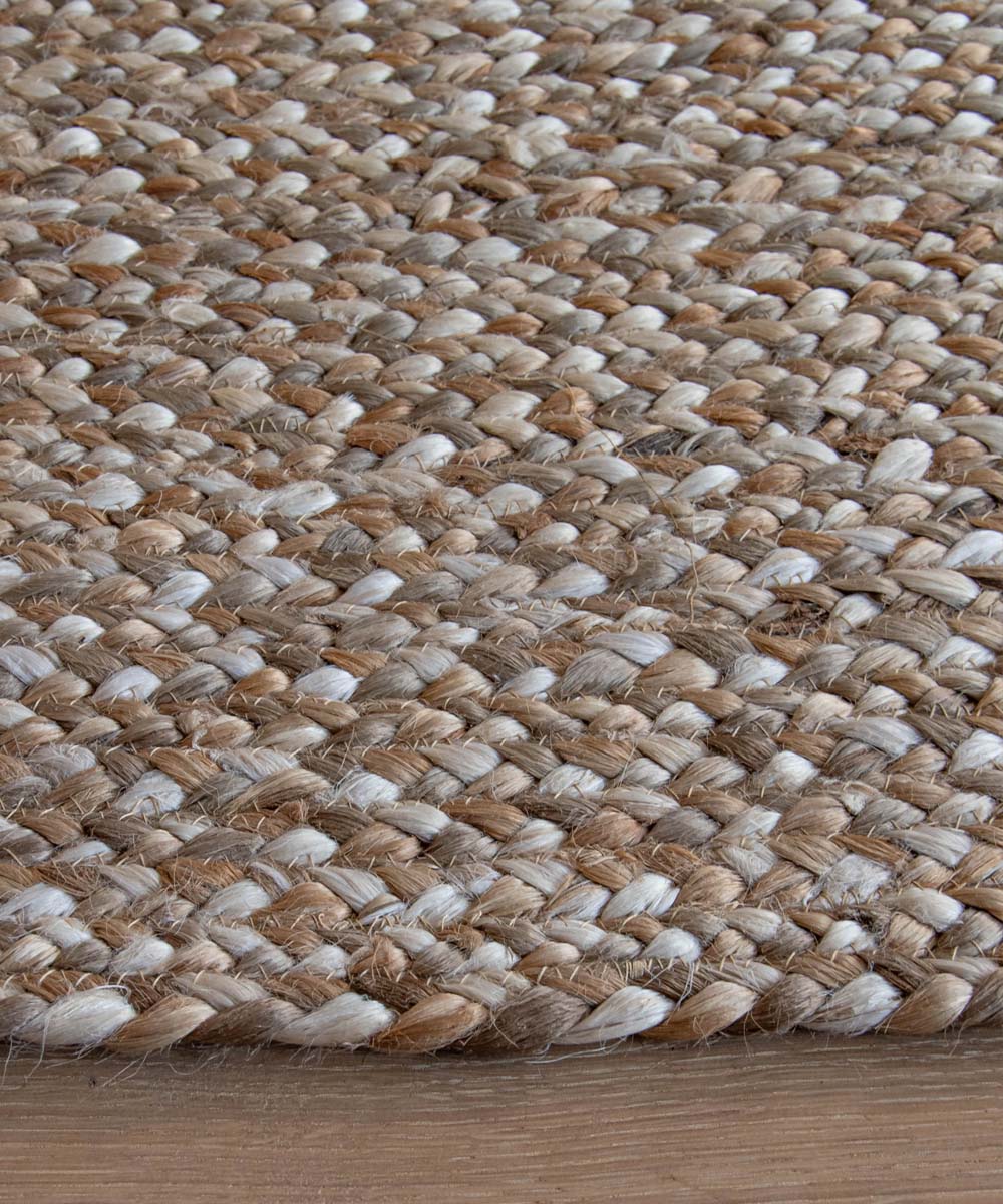 Terugspoelen Rustiek Voorganger Jute vloerkleed rond - Braided - naturel/multi | Tapeso