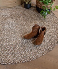 Jute vloerkleed rond - Braided - naturel/multi - sfeer