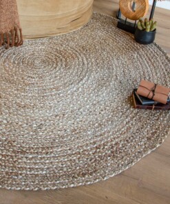 Jute vloerkleed rond - Braided - naturel - sfeer