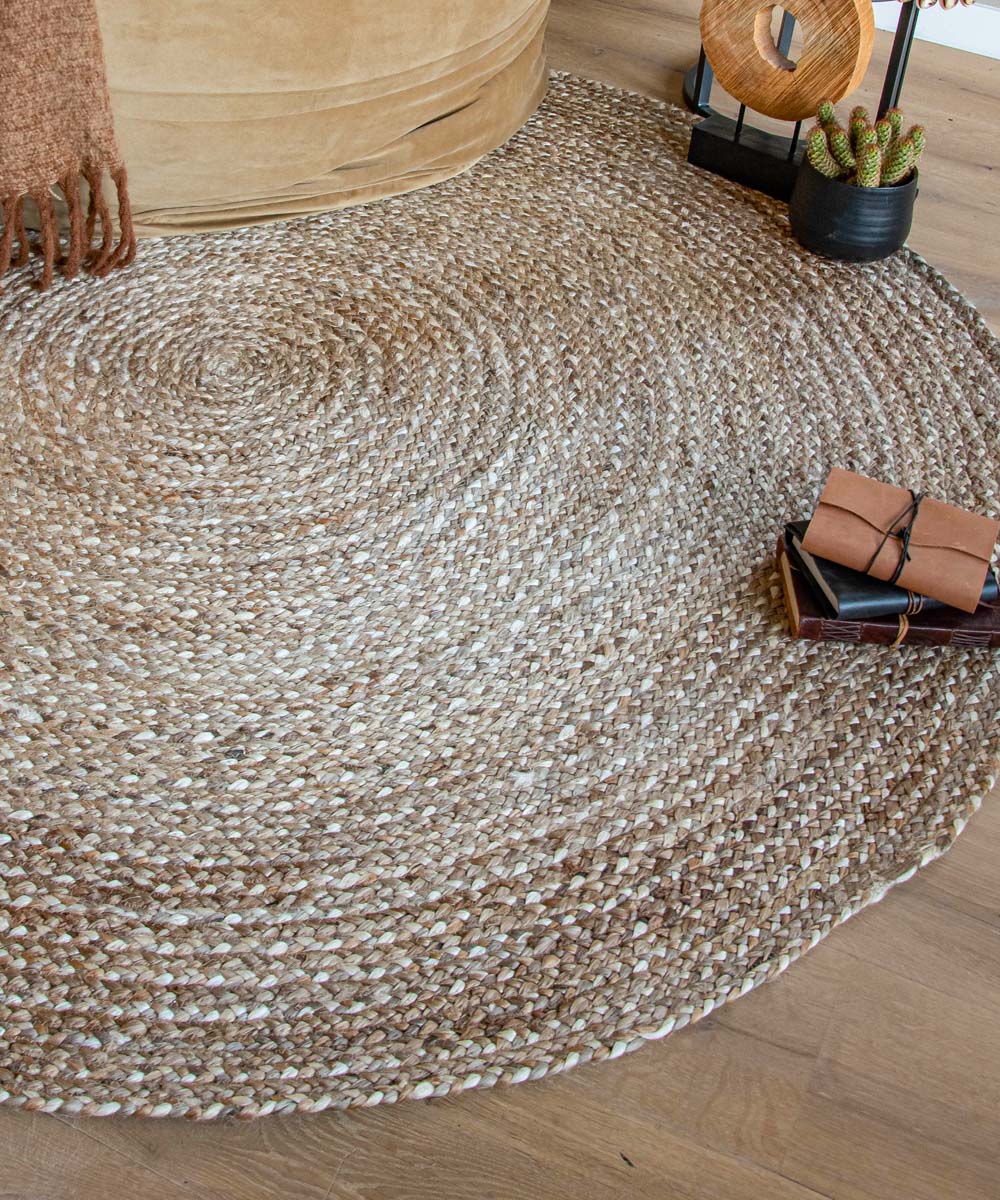 Aanvankelijk radiator kampioen Jute vloerkleed rond - Braided - naturel | Tapeso