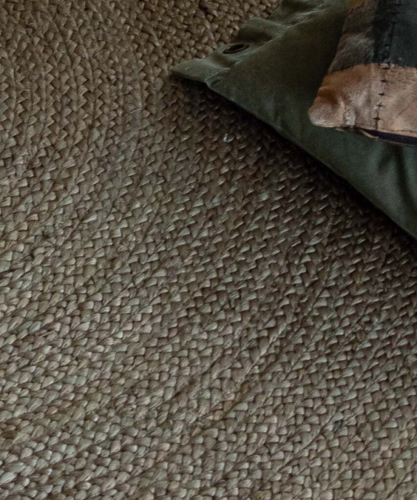 Rond jute vloerkleed Pure olijfgroen [special edition] Tapeso