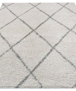 Hoogpolig vloerkleed ruiten Scandic - crème/donkergrijs - overzicht schuin, thumbnail