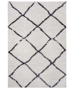 Hoogpolig vloerkleed ruiten Berber - crème/zwart - overzicht boven, thumbnail