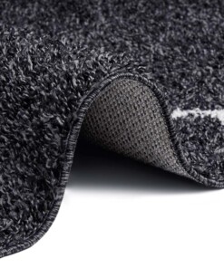 Hoogpolig vloerkleed ruiten Berber - zwart/crème - close up, thumbnail