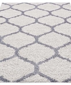 Hoogpolig vloerkleed Sultan - crème/donkergrijs - overzicht schuin, thumbnail