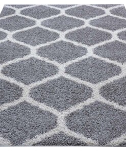 Hoogpolig vloerkleed Sultan - donkergrijs/crème - overzicht schuin, thumbnail