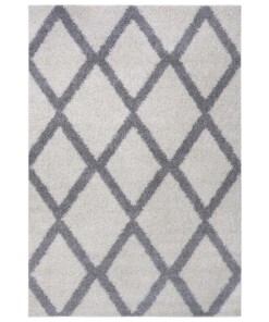 Hoogpolig vloerkleed ruiten York - crème/donkergrijs - overzicht boven, thumbnail