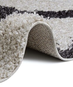 Hoogpolig vloerkleed ruiten York - crème/zwart - close up, thumbnail