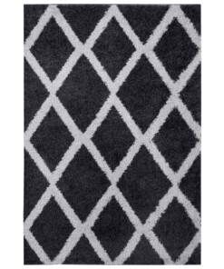 Hoogpolig vloerkleed ruiten York - zwart/lichtgrijs - overzicht boven, thumbnail Hoogpolig vloerkleed ruiten York - zwart/lichtgrijs - overzicht boven, thumbnail