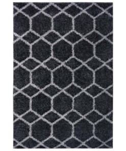 Hoogpolig vloerkleed Cubical - zwart/donkergrijs - overzicht boven, thumbnail