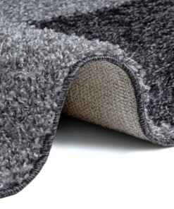 Hoogpolig vloerkleed blokken Rustic - zwart/donkergrijs - close up, thumbnail