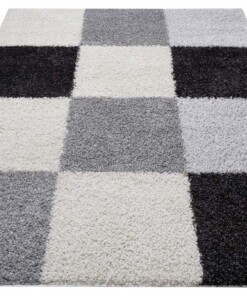 Hoogpolig vloerkleed blokken Rustic - crème/zwart - overzicht schuin, thumbnail Hoogpolig vloerkleed blokken Rustic - crème/zwart - overzicht schuin, thumbnail