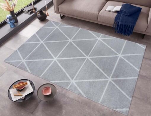 Modern vloerkleed ruiten Tres - lichtgrijs - sfeer