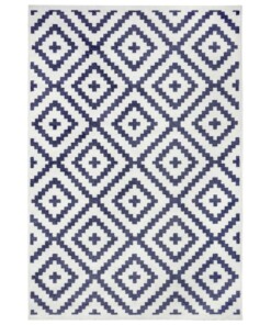 Modern vloerkleed ruiten Aztec - blauw/crème - overzicht boven